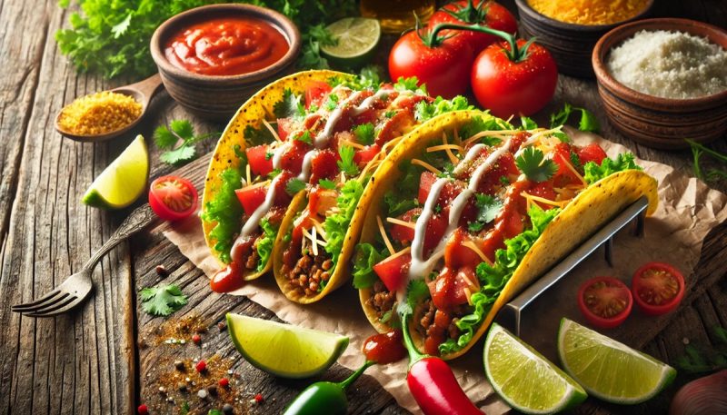 Tacos from a hot dog cart